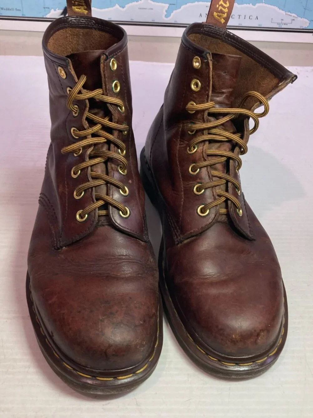 Dr Martens 1460 Crazy Horse Leather Lace Up Boots Mens Sz 10 Brown 8-Eye
